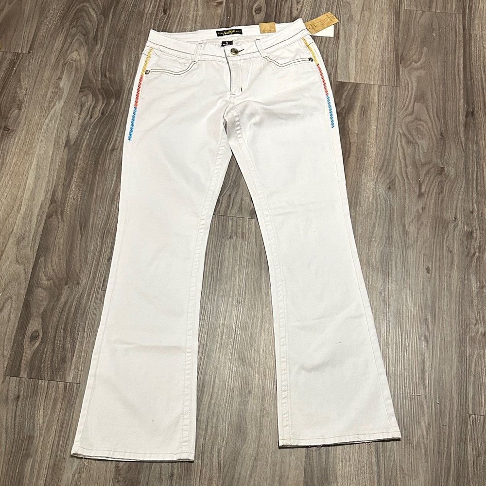 South Pole White Flare Jeans with Colorful Accents